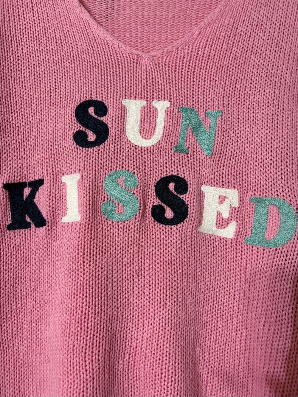 Simply Southern Pink Knit Top with Navy Tag - Picture 7 of 8